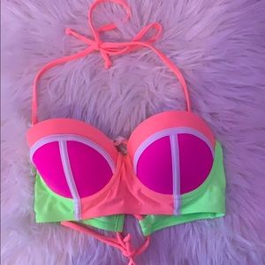 Colorblock neon bikini top, size small, underwire